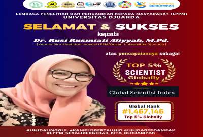 SELAMAT DAN SUKSES atas Pencapaian yang Membanggakan sebagai : TOP 5% SCIENTIST GLOBALLY (1)